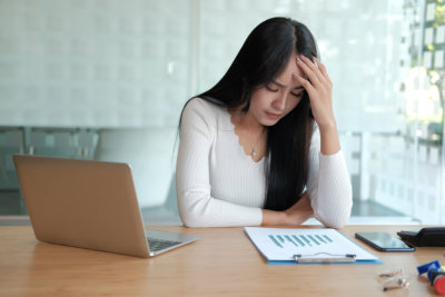woman stressed from working